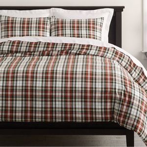 Pottery Barn Denver Plaid King Duvet Cover and 3 Euro Shams